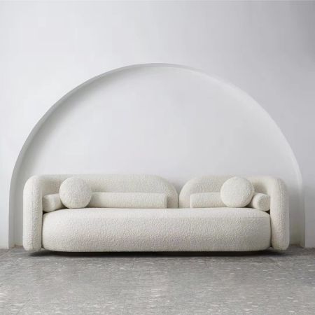 Modern Scandinavia Style Boucle Round Shaped Sofa 2-3 Seater (Custom Colors & Sizes)