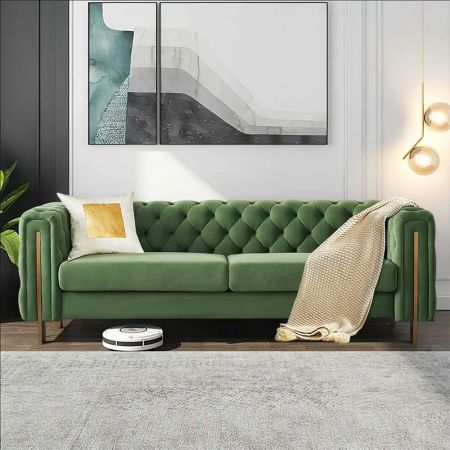 Post Modern Straight Tufted Sofa with Square Arms and Metal Legs More Colours Materials Sizes Customisable