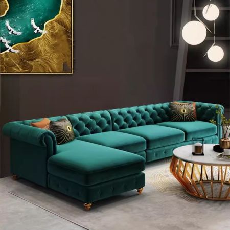 Regal Elegance Upholstered Fabric Sectional Sofa