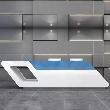 Modern Geometric Shape Double Color Front/Reception Desk Model A Customisable Colours & Sizes