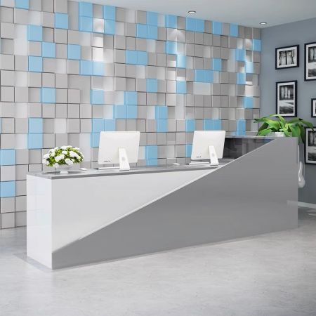 Modern Linear Shape double Color Front/Reception Desk Customisable Colours & Sizes