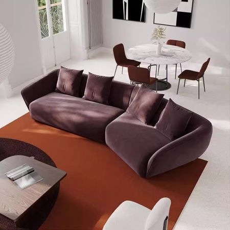 Scandinavian Modern Sectional Upholstered Sofa with Tight Back Flared Arm More Colours Materials Sizes Customisable