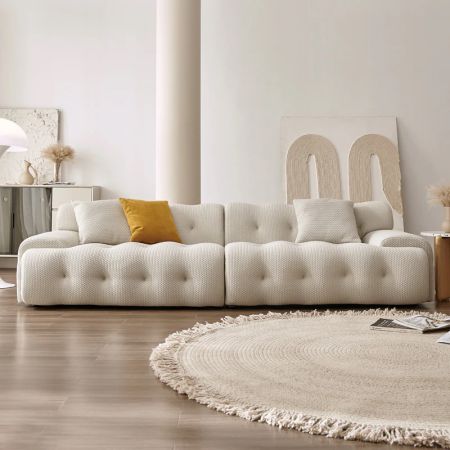 5D Knitted Fabric Comfy Upholstered Tufted Sofa More Colours Sizes Costomisable