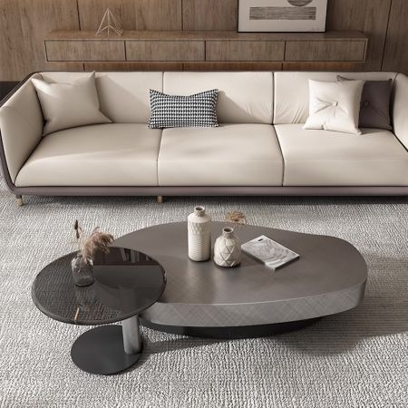 Stainless Steel & Tempered Glass Designer Coffee Table Set Of 2