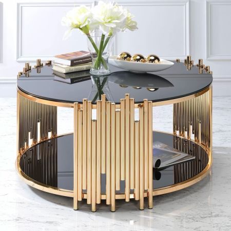Lux Glass and Metal Round Coffee Table