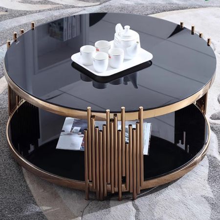Lux Glass and Metal Round Coffee Table