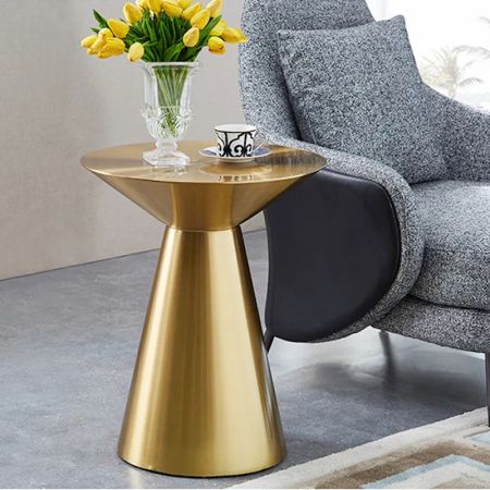 Gold Stainless Steel Round Side Table