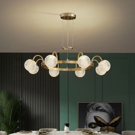 Copper Round Chandelier with Aluminum Acrylic Ball (6-15 Heads)