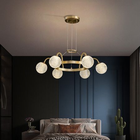 Copper Round Chandelier with Aluminum Acrylic Ball (6-15 Heads)