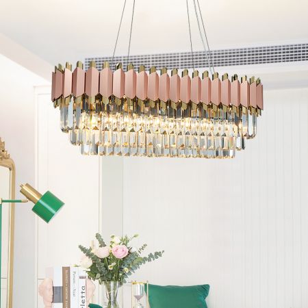 Bronze Brushed Red Crystal Chandelier