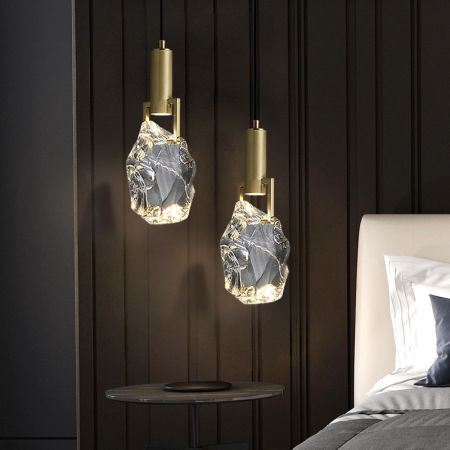 Gold Diamond Pendant Lights - Set of 2