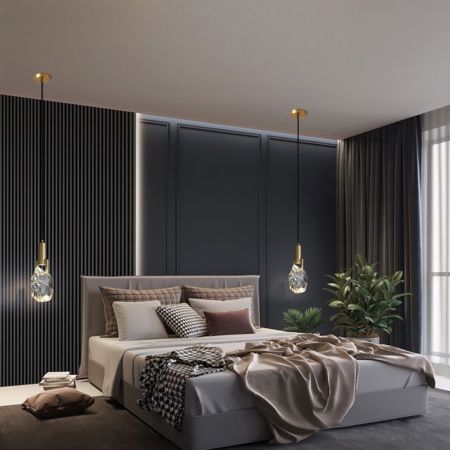 Gold Diamond Pendant Lights - Set of 2