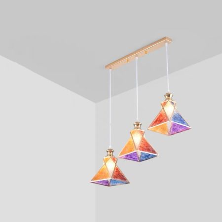 Modern Industrial Style Multicolor Glass Pendant Light (1-3 Heads)