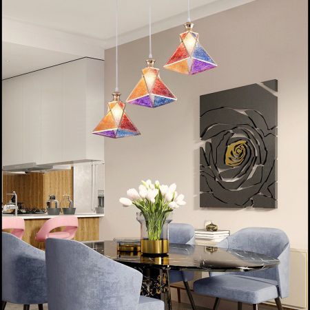 Modern Industrial Style Multicolor Glass Pendant Light (1-3 Heads)