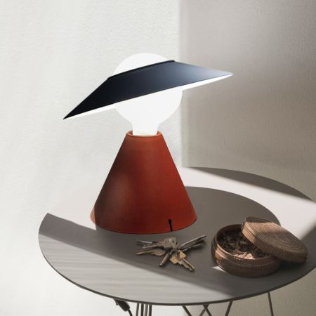 Red Black Sphere Desk Lamp