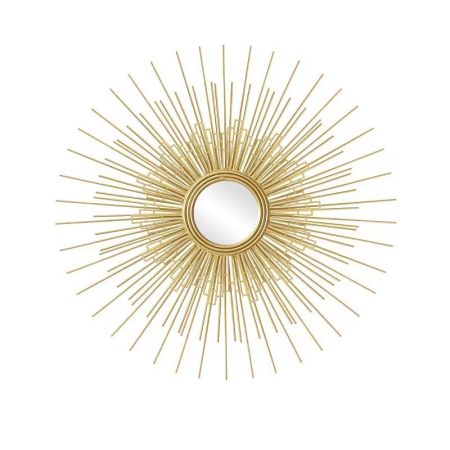 Light Gold Creative Sunburst Metal Wall Mirror