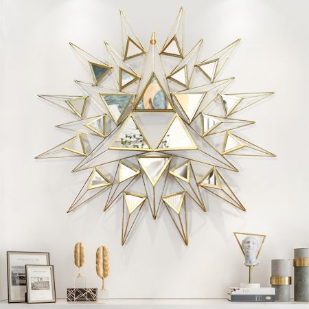 Creative Geometric Triangle Gold Metal Wall Mirror