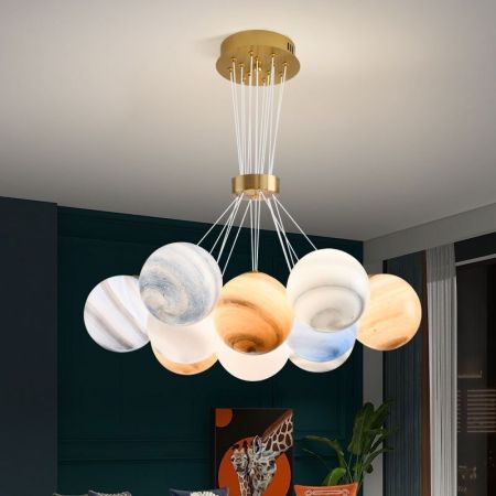 Glass Planet Ceiling Lights Chandeliers 7/13/19 Heads