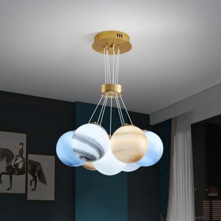 Glass Planet Ceiling Lights Chandeliers 7/13/19 Heads