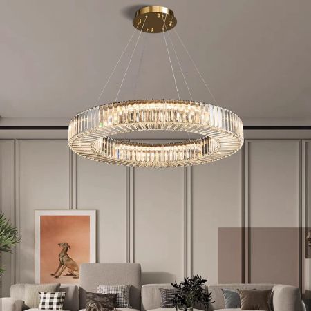 Glass Metal 3 Light Colours Dimmable Round Chandelier