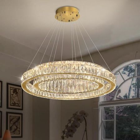 Luxury Modern 2 Ring Chandeliers 3 Light Colours Dimmable
