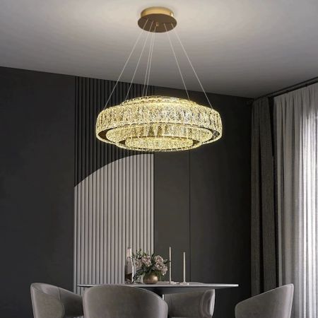 Luxury Modern 2 Ring Chandeliers 3 Light Colours Dimmable