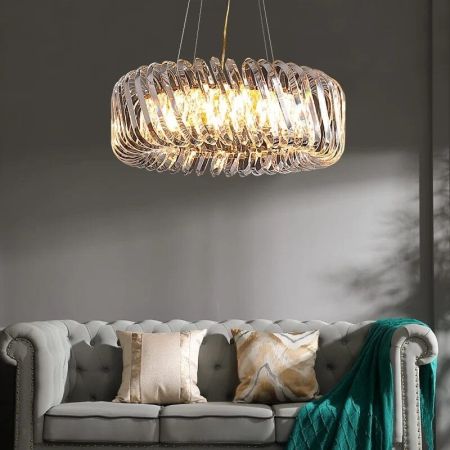 Postmodern Stainless Steel Glass Round Chandelier Oval Chandelier 4/8/10/12 Heads