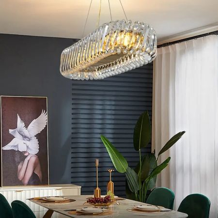 Postmodern Stainless Steel Glass Round Chandelier Oval Chandelier 4/8/10/12 Heads