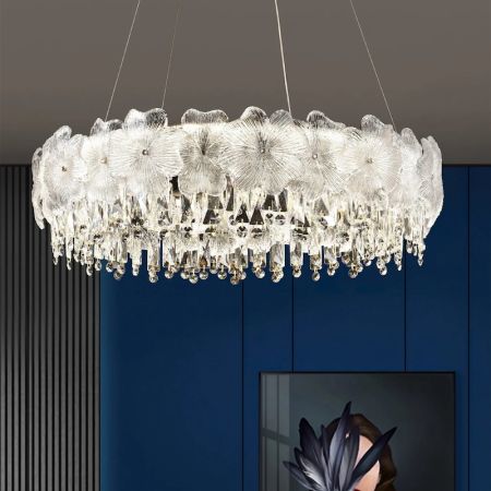 Atlas Petal Shade Chandeliers 1/2 Tiers 3 Colour Lights Dimmable