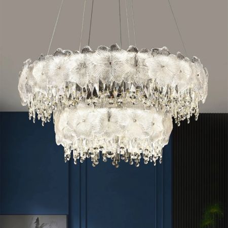 Atlas Petal Shade Chandeliers 1/2 Tiers 3 Colour Lights Dimmable