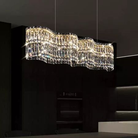 Simple Crystal Large Chandelier 3 Light Colours Dimmable Round/Linear