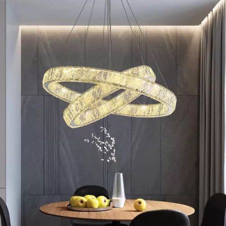 Simple Crystal Chandelier 3 Light Colours Dimmable Round/Oval/Spiral 1/2/3 Tiers