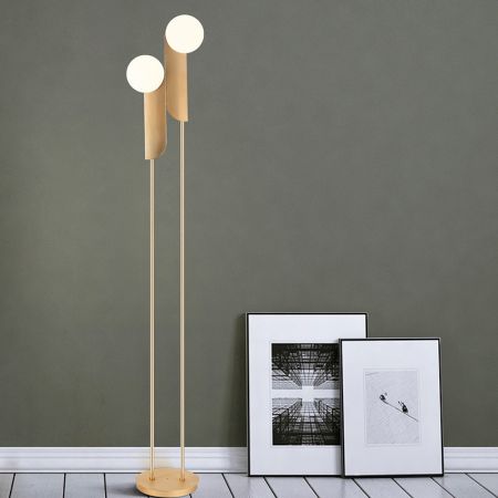 Postmodern Double Headed Glass Ball Floor Lamp
