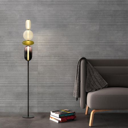 Pebbles Style Blown Crystal Floor Lamp 