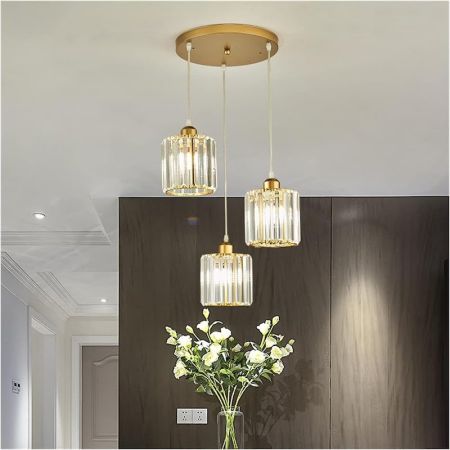 Modern Square Crystal Stairs 3 Heads Chandeliers Multi-Heads Customisable