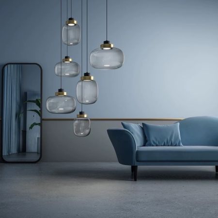 Designer Smoked Glass Jar Pedant Light Muti Heads Customisable 