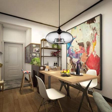 Creative Coloured Glass Oval Shade Pendant Lights