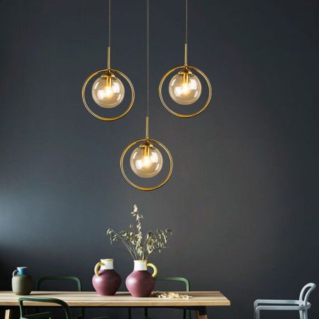 Vintage Glass Ball Pendant Lights Multi-Heads Customisable