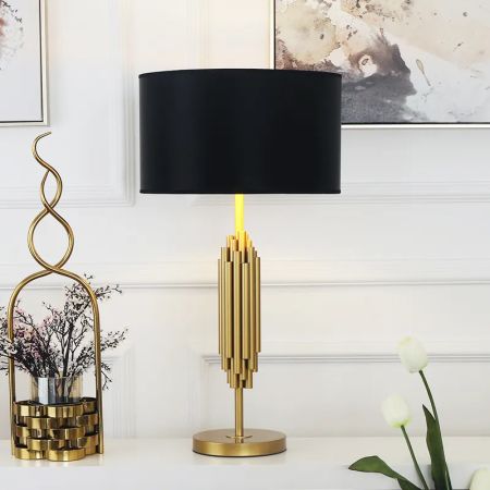 Lux Europe Modern Design Black Shade with Gold Base Table/Desk Lamp