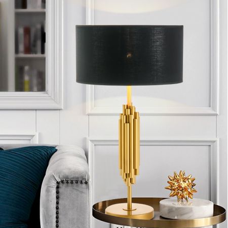 Lux Europe Modern Design Black Shade with Gold Base Table/Desk Lamp