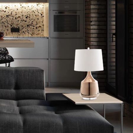 Crystal and Metal Torch Base Table/Desk Lamp