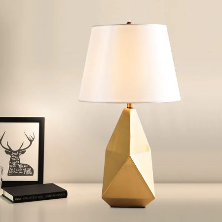 Geometric Gold Metal Faceted Base Table/Desk Lamp