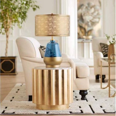 Sky Blue Gold Gazed Table/Desk Lamp