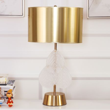 Crystal Décor White/Gold Shade Table/Desk Lamp