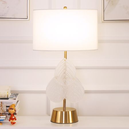 Crystal Décor White/Gold Shade Table/Desk Lamp