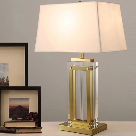 Modern Crystal and Metal Table/Desk Lamp