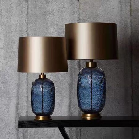 Postmodern Vintage Glass and Metal Vase Shape Table/Desk Lamp