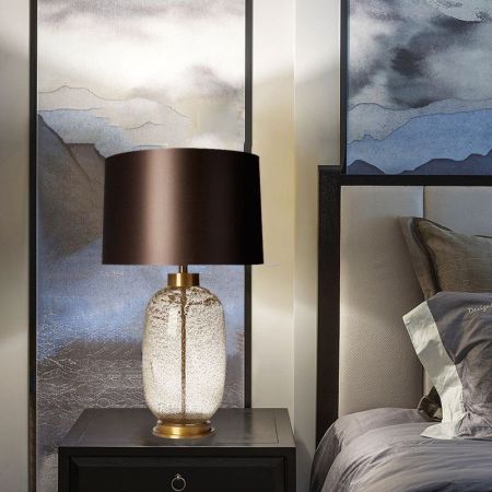 Postmodern Vintage Glass and Metal Vase Shape Table/Desk Lamp