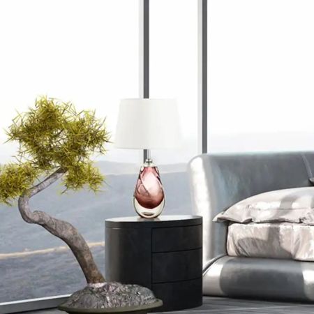 Purple Glazed Glass Base Table/Desk Lamp