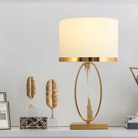 Abstract Gold Metal Base Table/Desk Lamp